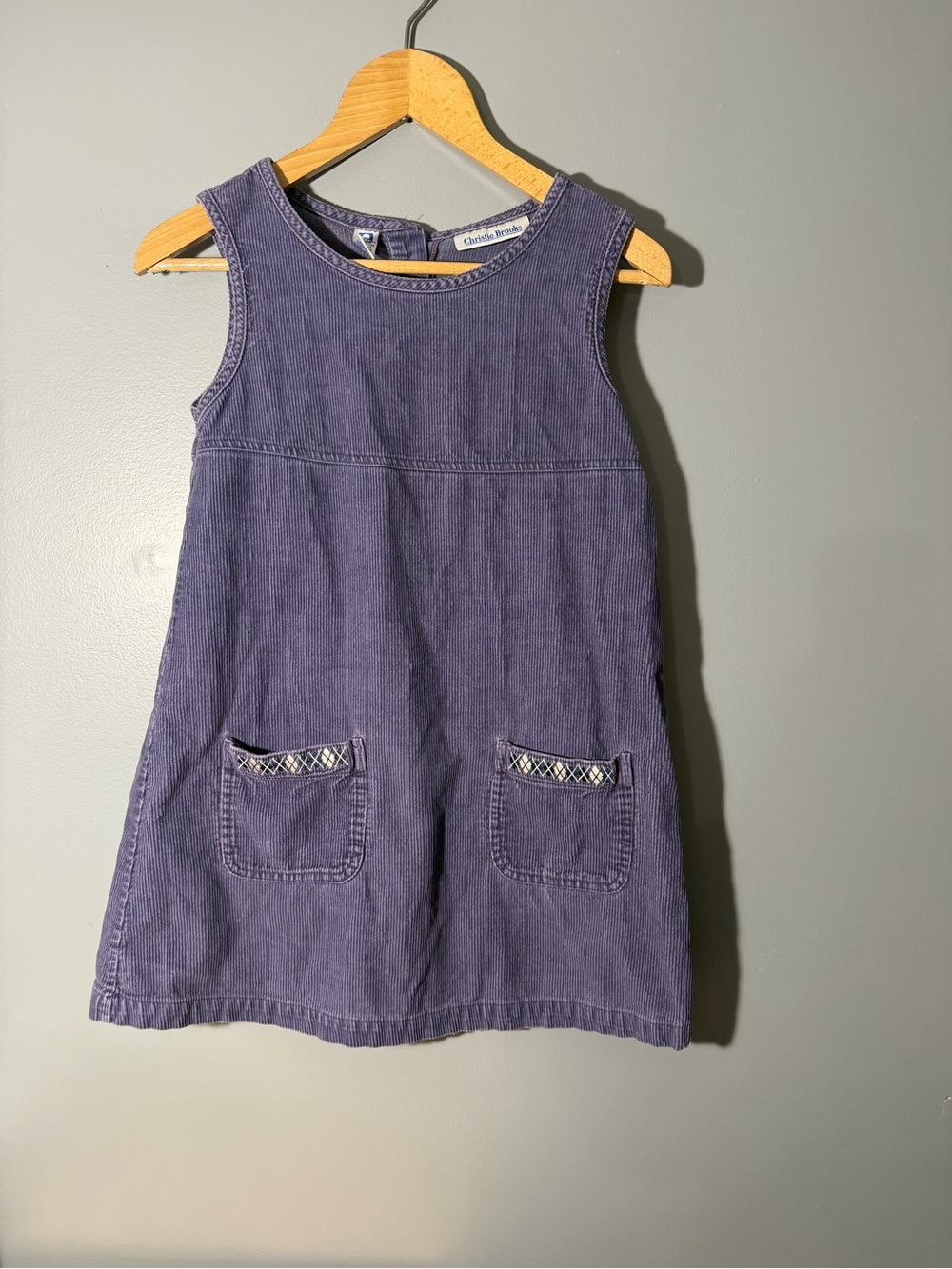 Girls Purple Corduroy A-Line Pinafore Dress vintage 1990’s